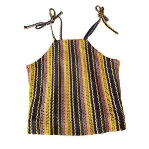 Madewell Gold and Black Tie Front Tank Top